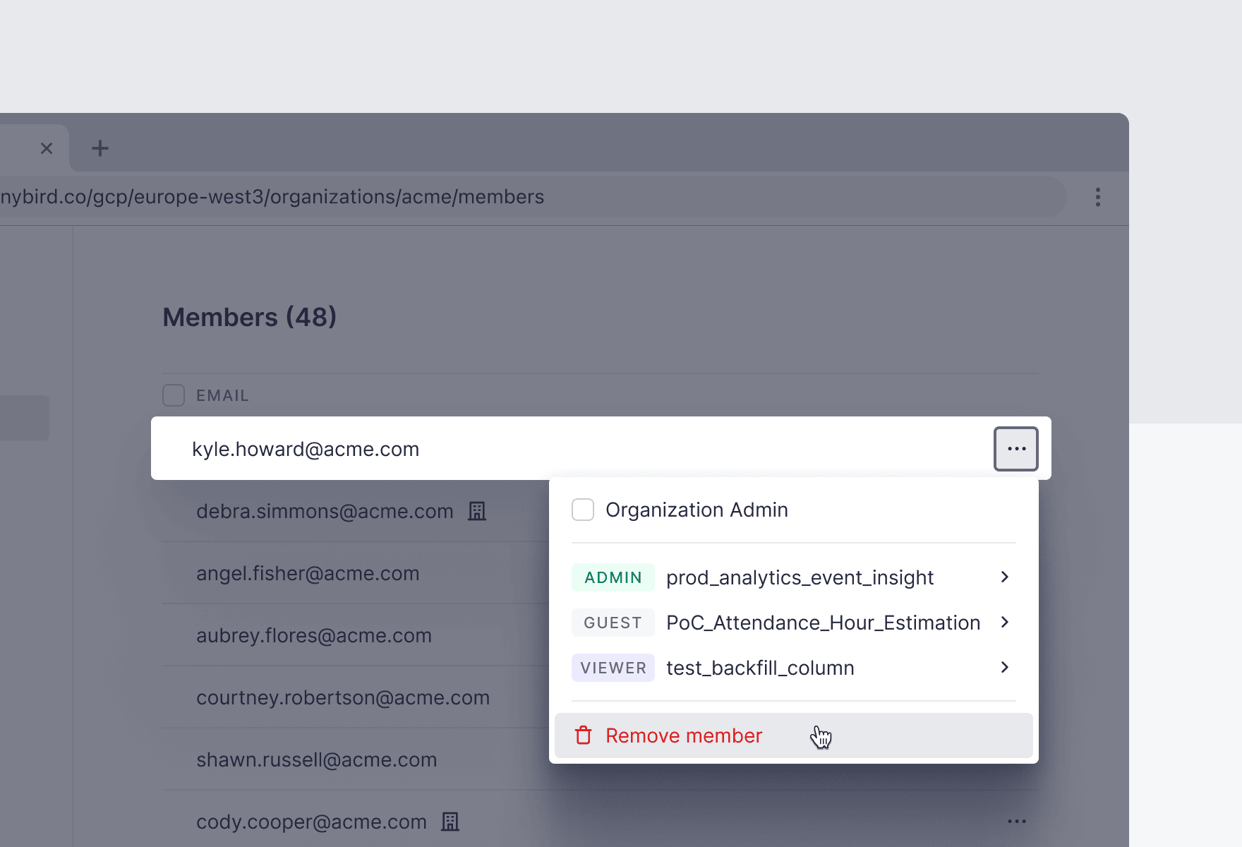 Remove members from organization
